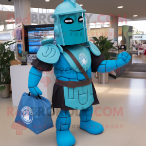 Cyan Spartan Soldier maskot...