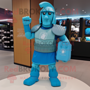 Cyan Spartan Soldier maskot...