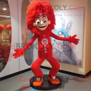 Maskot-karakter af en rød...