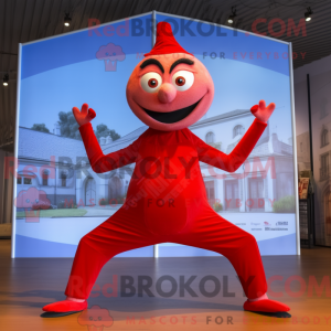 Maskot-karakter af en rød...