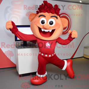 Maskot-karakter af en rød...
