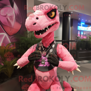 Maskotkarakter af en Pink...