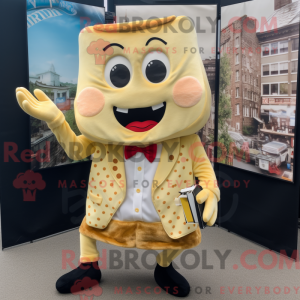Maskotkarakter af en beige...
