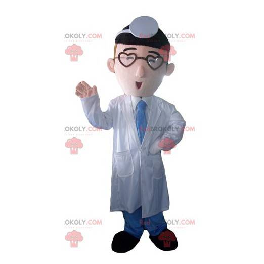 Læge læge maskot i hvid frakke - Redbrokoly.com