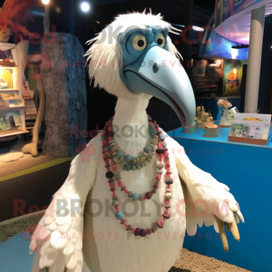 Cream Dodo Bird mascot costume character dressed with a Swimwear and Necklaces