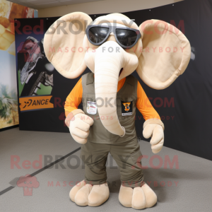 Tan Elephant mascot costume character dressed with a Tank Top and Sunglasses