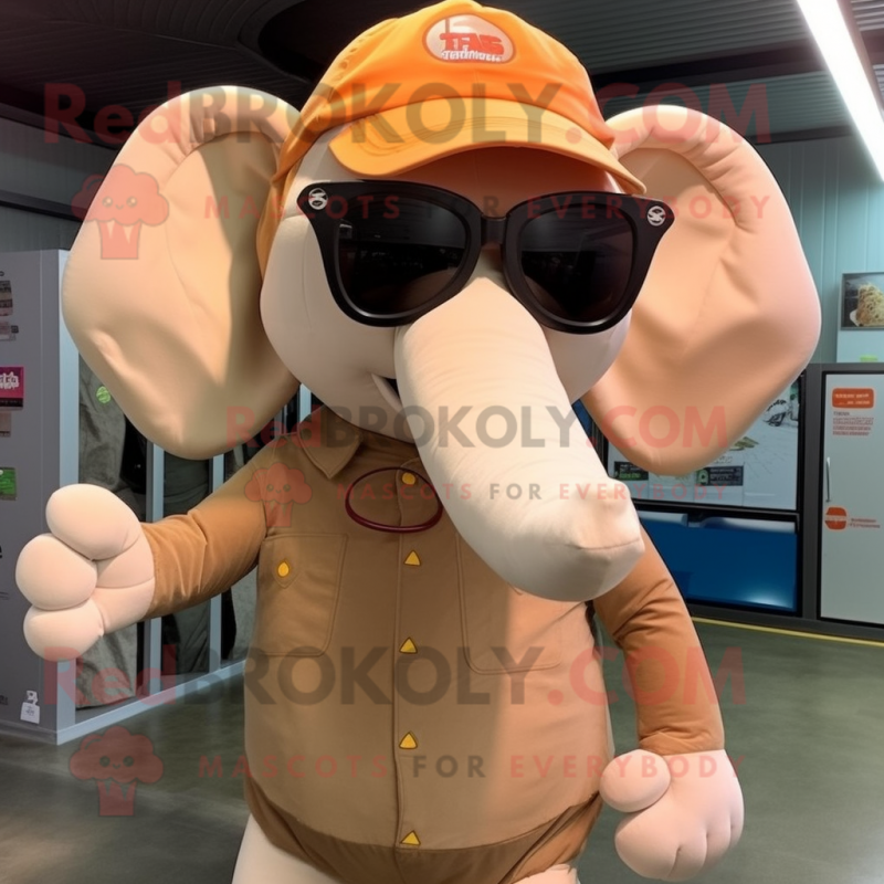 Tan Elephant mascot costume character dressed with a Tank Top and Sunglasses