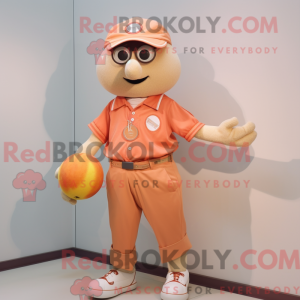 Maskot karakter af en Peach...