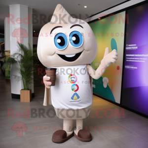 Beige Rainbow mascot costume character dressed with a Cocktail Dress and Messenger bags