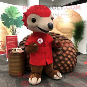 Mascottefiguur van een rode...