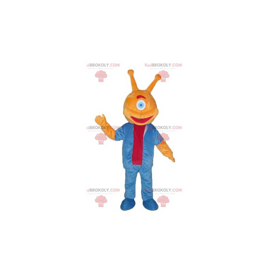 Mascotte d'extra-terrestre orange avec un seul œil -