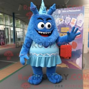 Maskot-karakter af en blå...
