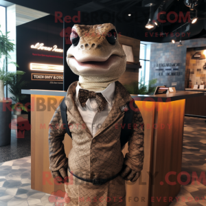 Mascot character of a Brown...