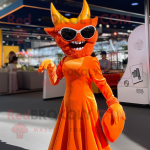 Orange Devil maskot kostume...