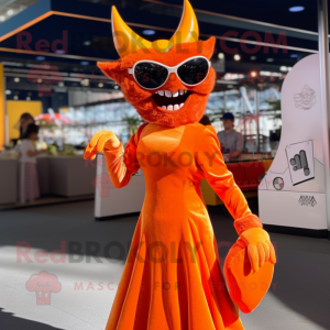 Orange Devil maskot drakt...