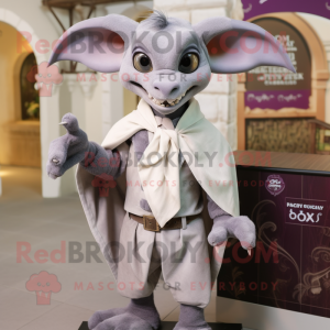 Gray Gargoyle mascot costume character dressed with a Waistcoat and Shawls