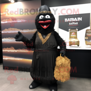Black Biryani mascot costume character dressed with a Blazer and Briefcases