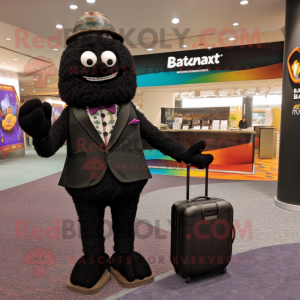 Black Biryani mascot costume character dressed with a Blazer and Briefcases