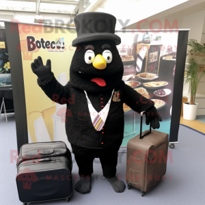 Black Biryani mascot costume character dressed with a Blazer and Briefcases