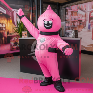 Mascottefiguur van een roze...