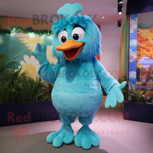 Cyan Hens maskot drakt...