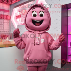 Maskot karakter av en rosa...