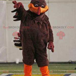 Mascote pássaro marrom e laranja - Redbrokoly.com