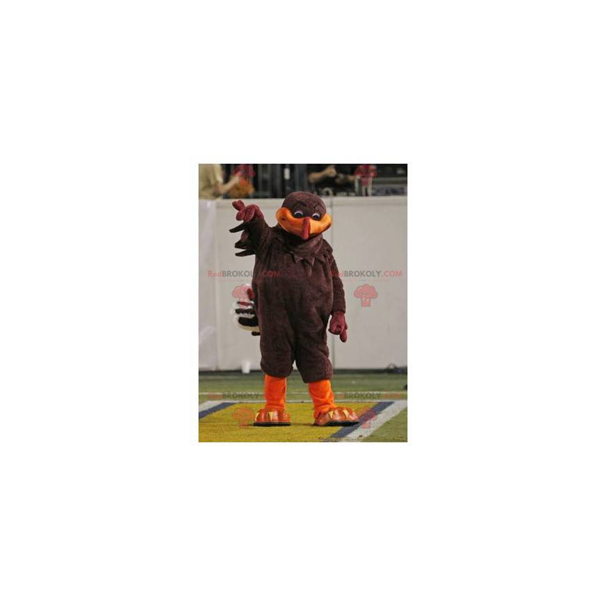 Mascote pássaro marrom e laranja - Redbrokoly.com