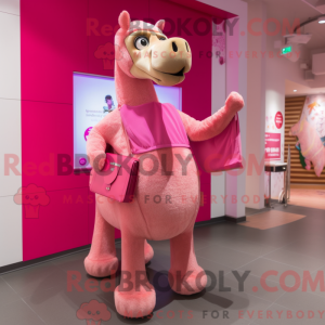 Maskotkarakter av en rosa...