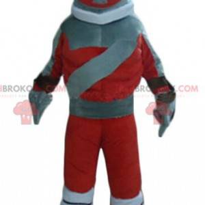 Rød og grå robotlegetøjsmaskot - Redbrokoly.com