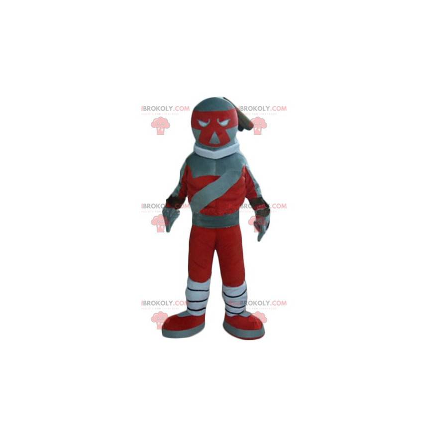 Rød og grå robotlegetøjsmaskot - Redbrokoly.com