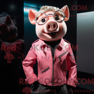 Maskotkarakter af en Pink...
