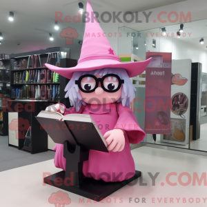 Maskotfigur av en rosa...