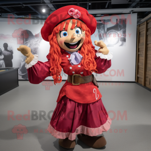 Red Pirate mascot costume character dressed with a Midi Dress and Headbands