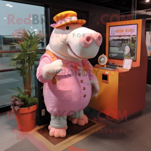 Peach Hippopotamus mascotte...