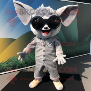 Silver Bat maskot kostym...