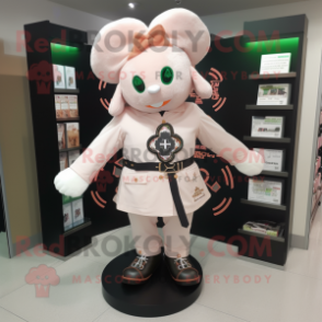 Peach Celtic Cross mascot costume character dressed with a Bomber Jacket and Hats