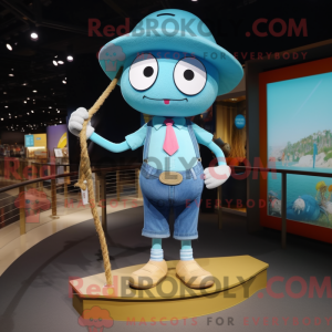 Maskotfigur af en Cyan...