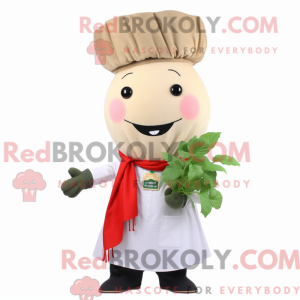 Mascot character of a Beige...
