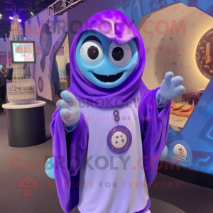 Lavender Gyro mascot costume character dressed with a Sweatshirt and Necklaces