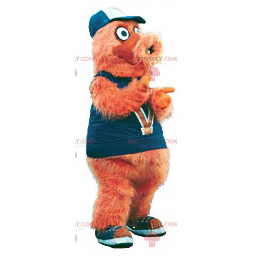 Oranje Yeti harige man mascotte - Redbrokoly.com