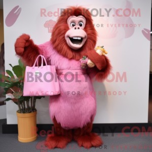 Maskottchenfigur eines rosa...