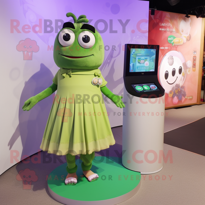 Olive Mare mascot costume character dressed with a Maxi Skirt and Smartwatches Olive Mare mascot costume character dressed with a Maxi Skirt and Smartwatches