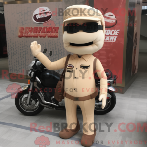 Maskotkarakter af en beige...