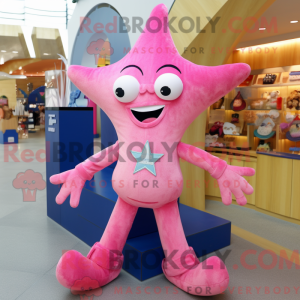 Maskotkarakter av en rosa...