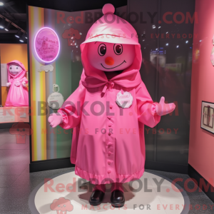 Maskotkarakter av et rosa...