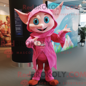 Maskotfigur af en lyserød...