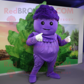 Purple Cabbage Leaf mascot costume character dressed with a Capri Pants and Gloves