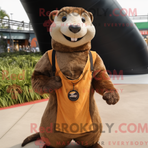 Mascot character of a Brown...