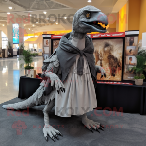 Grå Utahraptor maskot...